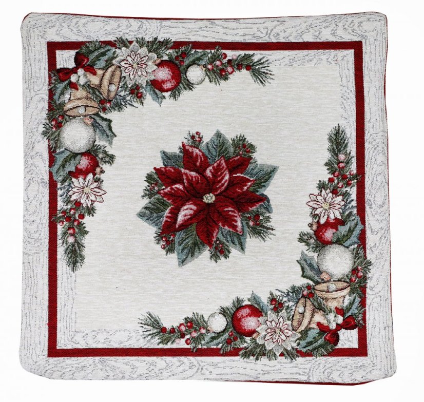 Párnahuzat gyönyörű karácsonyi motívummal és csengettyűkkel 42x42 cm 