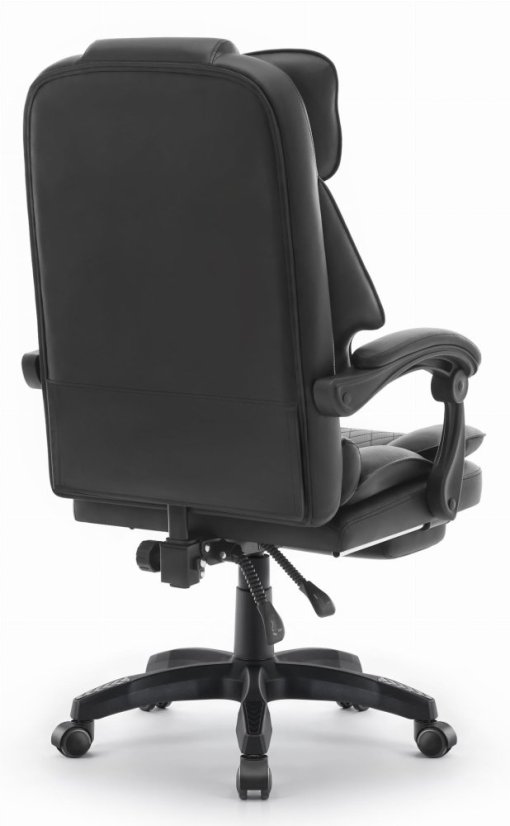 Ergonomikus irodai szék HC-1031 ökobőrből, lábtartóval - fekete színben