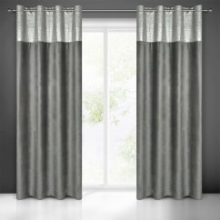 Grauer Verdunkelungsvorhang mit Applikation oben 140x250 cm