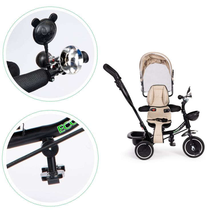 Tříkolka, kočárek béžová ECOTOYS