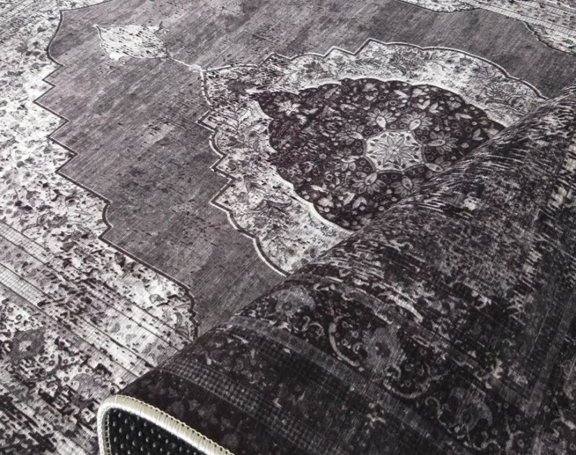 Siva preproga z vzorcem v orientalskem slogu - Velikost preprog: Širina: 80 cm | Dolžina: 300 cm