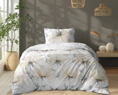 Biancheria da letto in cotone traspirante con fiori beige