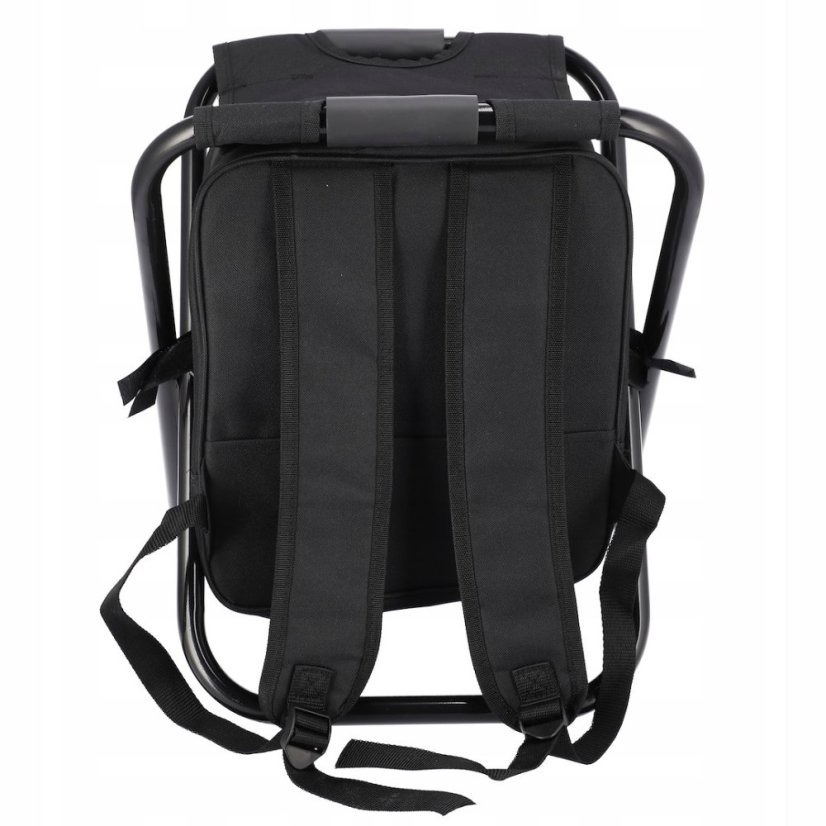 Összecsukható túraszék hátizsákkal - fekete