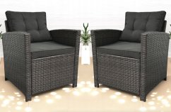 Set dvoch záhradných kresiel z technoratanu SFS020-SC - sivé + sivé vankúše