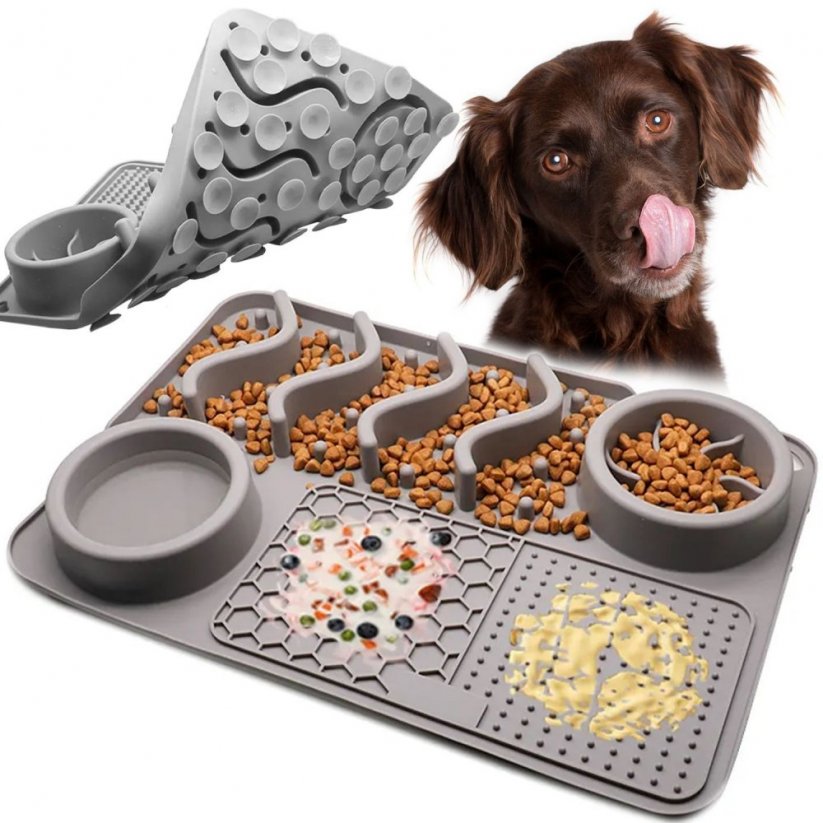 Podloga za počasno hranjenje za pse - siva