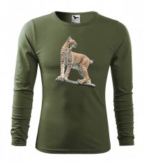 Jagd-T-Shirt mit Luchsmotiv und langen Ärmeln
