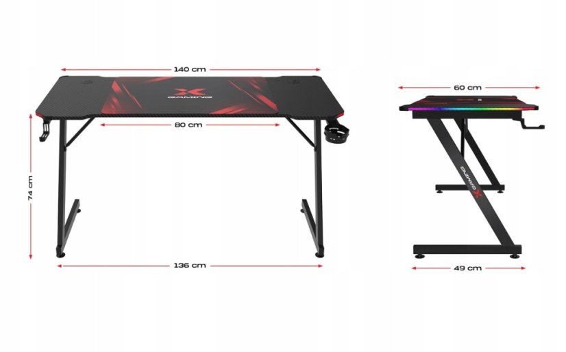 Herní stůl Xgaming Xpro1 RGB + herní podložka