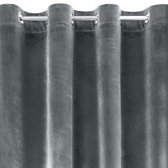 Jednobojna siva baršunasta zavjesa za krugove 140 x 250 cm