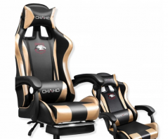 Bequemer Gaming-Stuhl mit schwarzgoldenem Massagekissen
