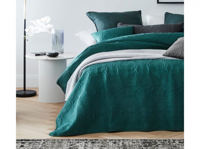 Cuvertură de pat matlasată verde 220 x 240 cm