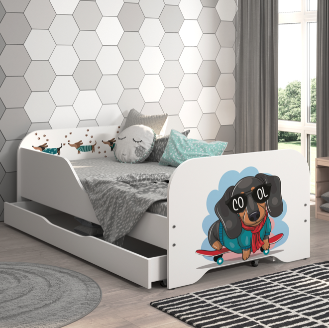 Detská posteľ 140 × 70 cm s matracom a roštom – detská posteľ COOL DOG