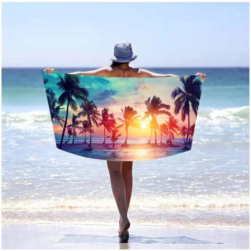 Strandhandtuch mit Palmenmotiv, 100x180cm