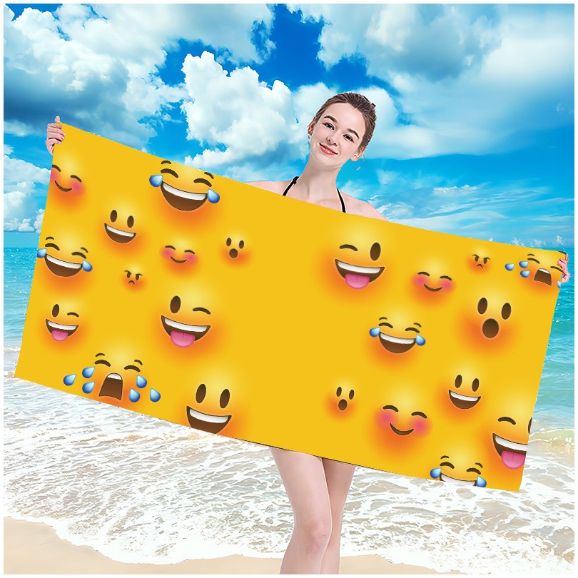 Strandtuch mit einem Motiv aus verschiedenen Emoticons 100 x 180 cm