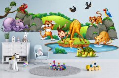 Schöner farbiger Aufkleber für das Kinderzimmer - Safari 80 x 160 cm