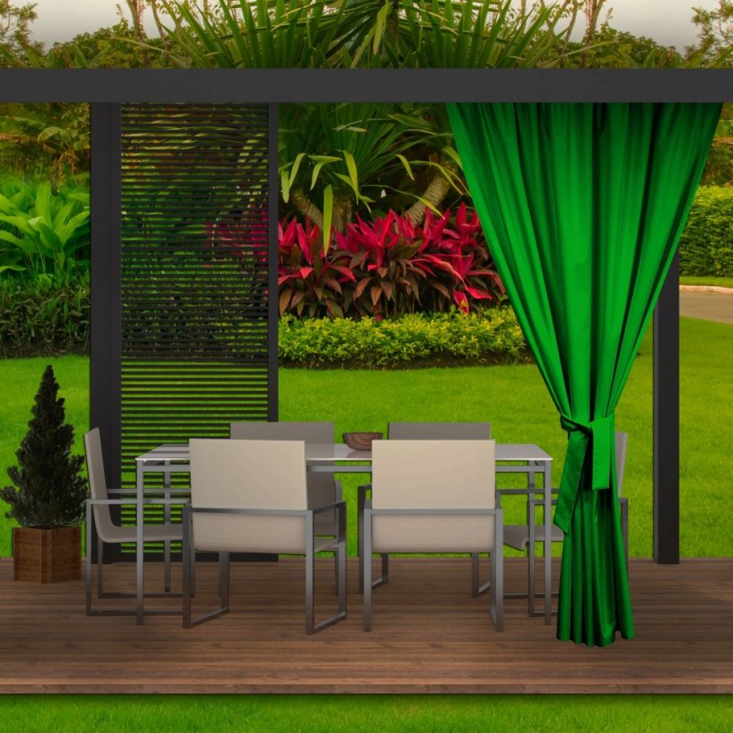 Egyedi élénkzöld függönyök kerti teraszhoz és pavilonhoz 155 x 220 cm