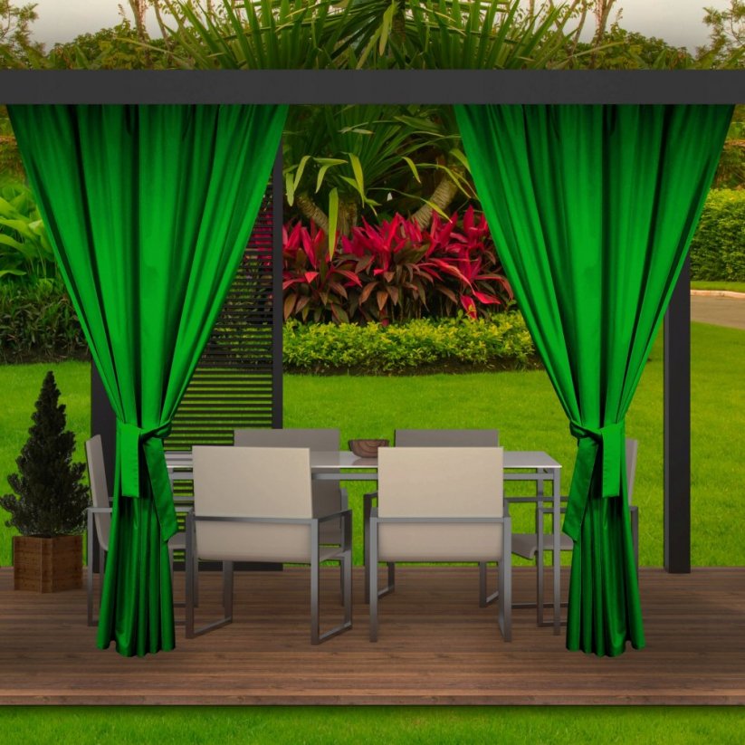 Draperii unice, verzi strălucitoare, pentru terasa de grădină și foișor 155 x 240 cm