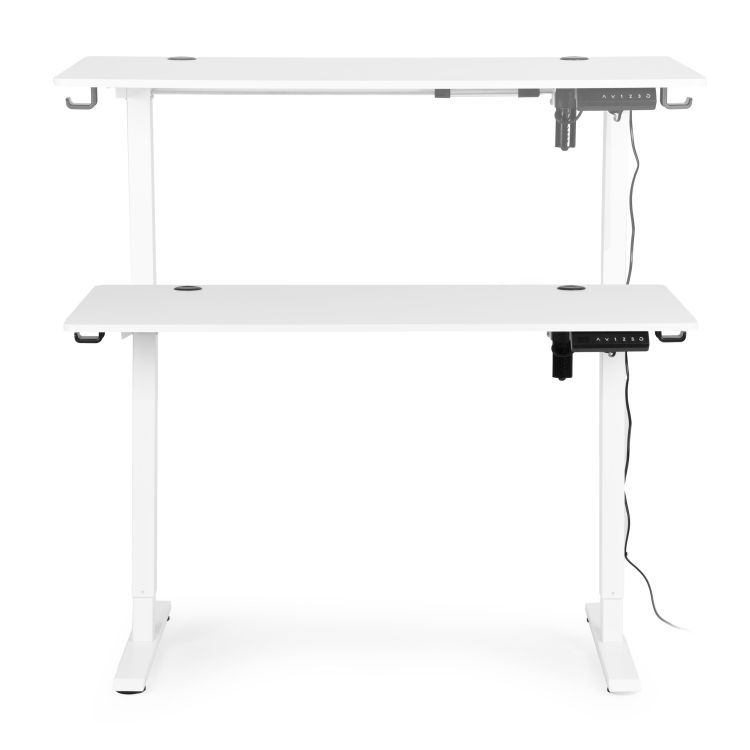 Elektrický výškovo nastaviteľný pracovný stôl s bielymi nohami - 120 x 60 cm