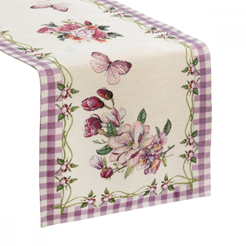 Gobelin futófelület szőtt mintával - virágok és pillangók