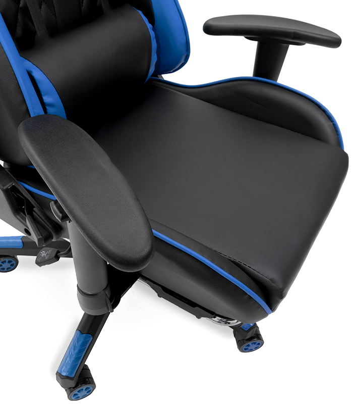 Masážne herné kreslo s opierkou nôh - modré