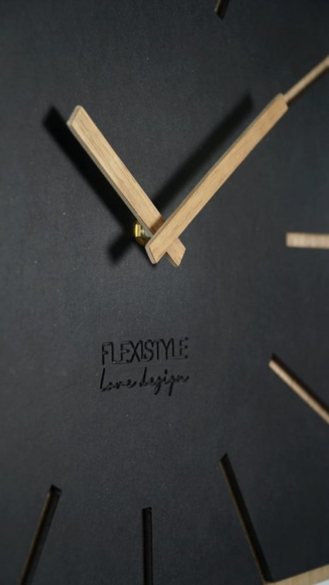 Brillante, schwarze, schlichte Wanduhr für modernes Interieur, 40cm