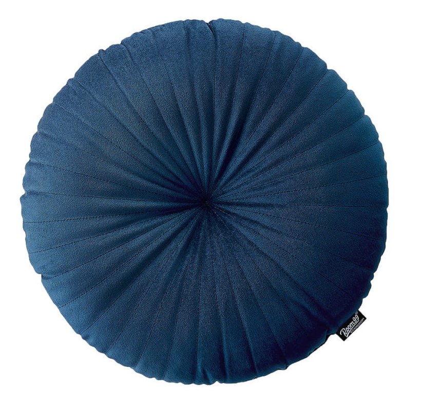 Tmavě modrý dekorační kulatý polštář 45 cm