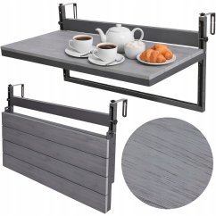 Závěsný balkonový stůl k zábradlí 80 x 40 cm - skládací, nastavitelný