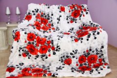 Luxusná biela deka z akrylu s kvetinovým vzorom