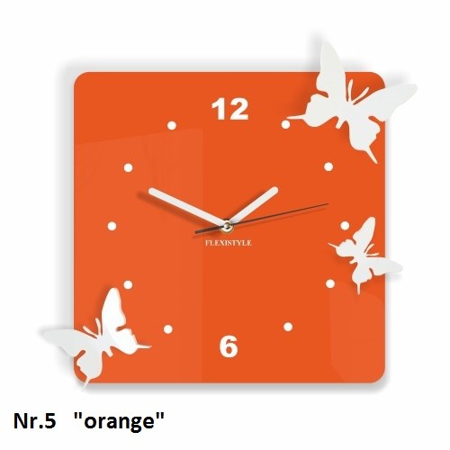 Červené nástenné hodiny 3D motýliky