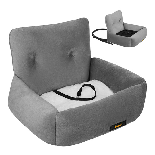 Avtosedež za psa in mačko - vodoodporna siva avtomobilska postelja