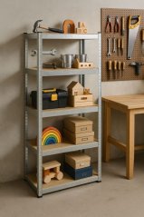 Stabiles Lagerregal aus Metall mit 5 Böden 180x90x30