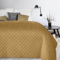 Cuvertură de pat matlasată elegantă de culoare galben maronie