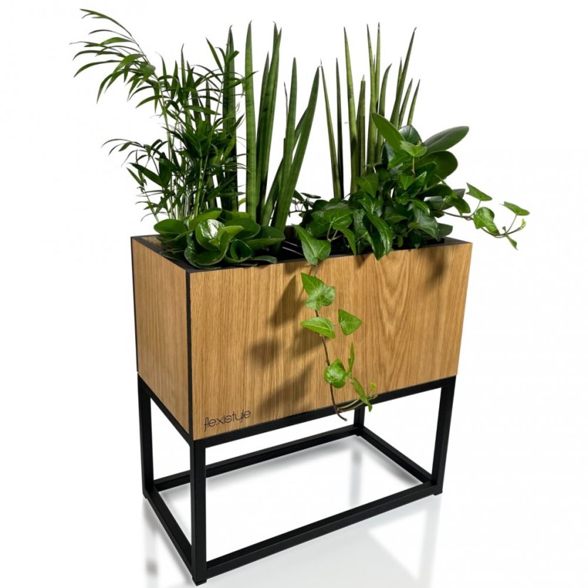 Ghiveci de lux din stejar natural neted LOFT FIORINO 42X22X40 cm