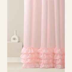Perdea roz Flavia cu volane pe inele argintii 300 x 250 cm