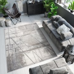 Béžovo-sivý dizajnový koberec s abstraktným vzorom 