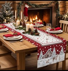 Weihnachts-Gobelin-Tischläufer Winterlandschaft