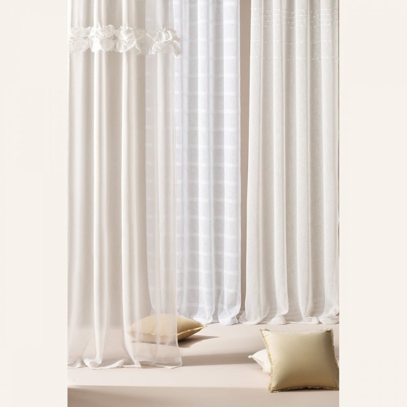 Moderne cremefarbene Gardine  Marisa  mit silbernen Ösen 140 x 280 cm