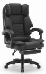 Ergonomikus irodai szék HC-1031 ökobőrből, lábtartóval - fekete színben