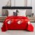 Червена ватирана коледна покривка за легло със снежни човеци - стилна зимна декорация за легло