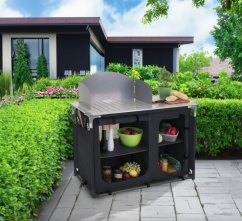Praktische Campingküche mit 2 Fächern 116 x 52 cm - schwarz