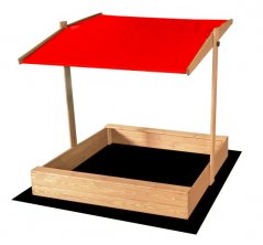 Детски пясъчник с червен покрив 120 x 120 cm
