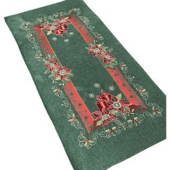 Stola verde de Crăciun cu broderie
