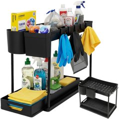 Organizator extensibil cu 2 etaje sub chiuvetă