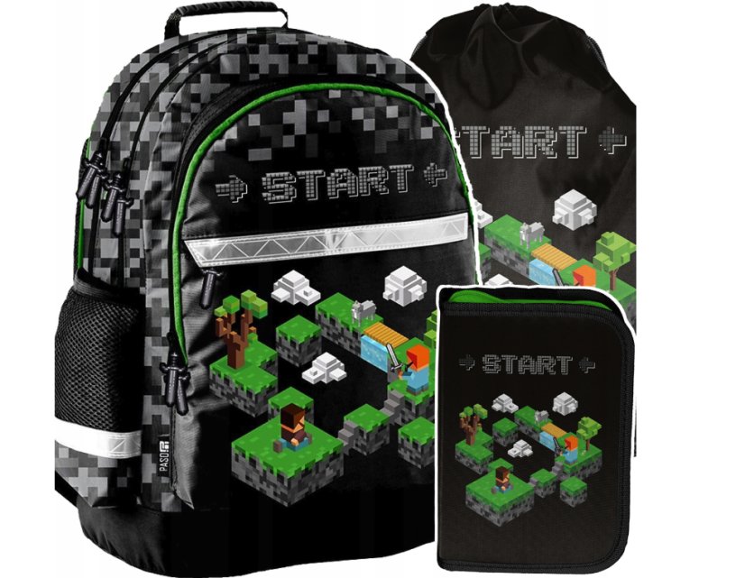 Školská taška pre chlapcov Minecraft 3-dielny set Školská taška pre chlapcov Minecraft 3-dielny set