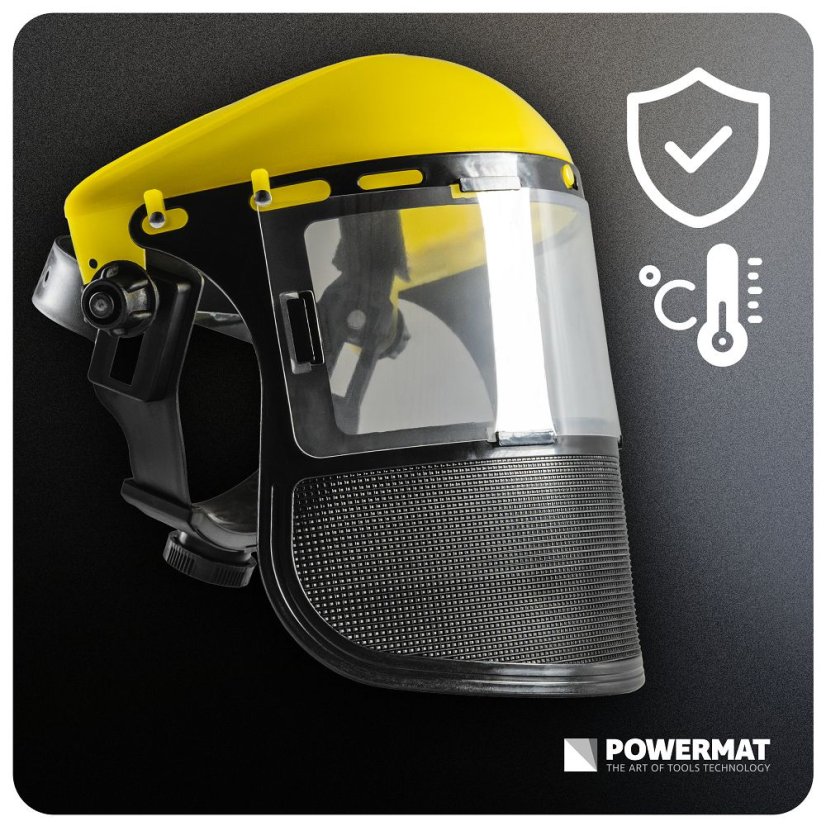 Ochranný štít na tvár pre krovinorez s nastaviteľným uhlom