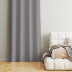 Elegantna siva zavesa z zavezovalnim trakom