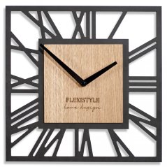 Quadratische Wanduhr aus Holz in Schwarz