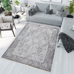 Moderný bielo-sivý dizajnový interiérový koberec so vzorom