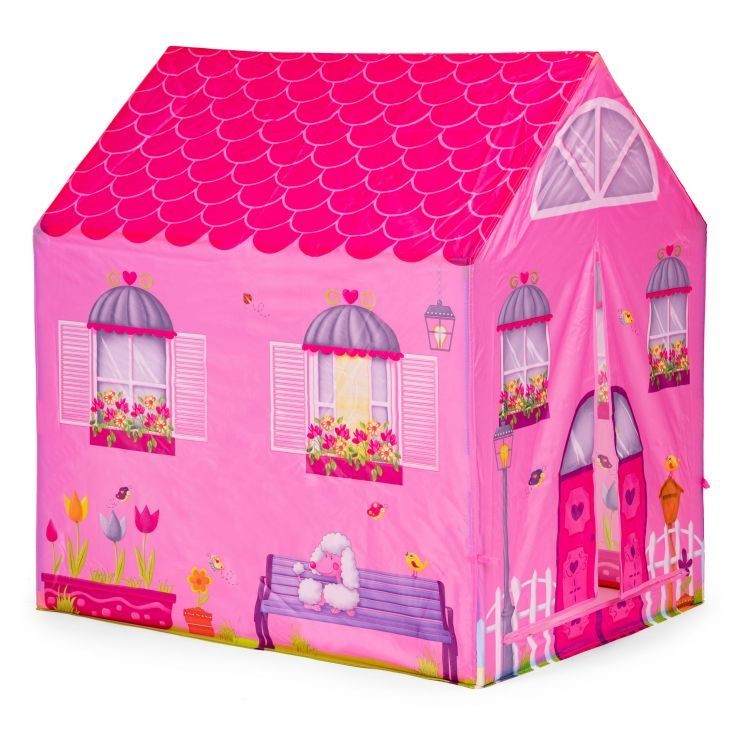 Šotor na temo čudovite rožnate hiše s predorom