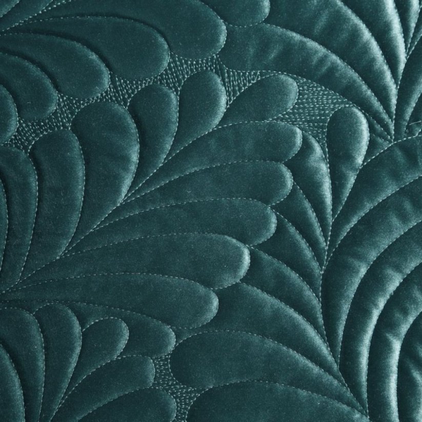 Luxus sötétzöld ágytakaró dekoratív varrással
