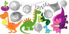 Vesela pisana stenska nalepka z dinozavri